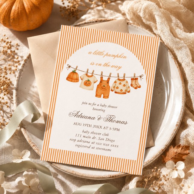 Pumpkin Clothesline Baby Shower Invitation (Creator Uploaded)