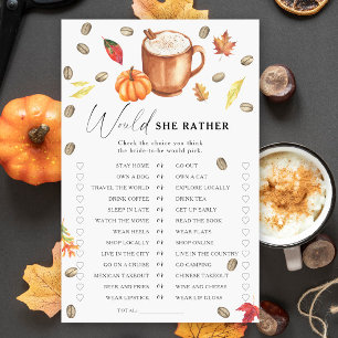 Pumpkin Coffee bridal shower Would she rather game