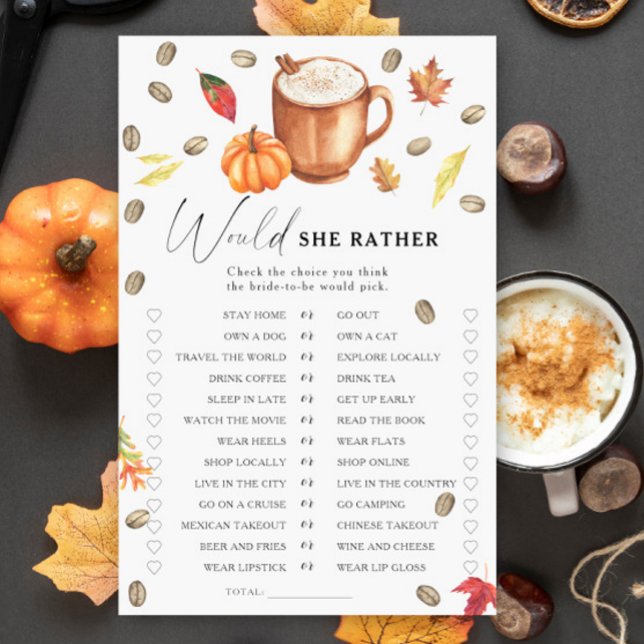 Pumpkin Coffee bridal shower Would she rather game (Creator Uploaded)