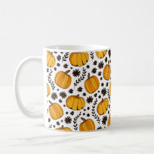 Pumpkin color seamless pattern, hand drawn squash  coffee mug