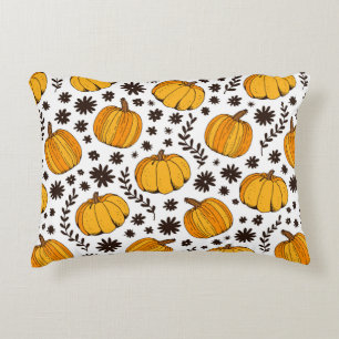 Pumpkin colour seamless pattern, hand drawn squash decorative cushion