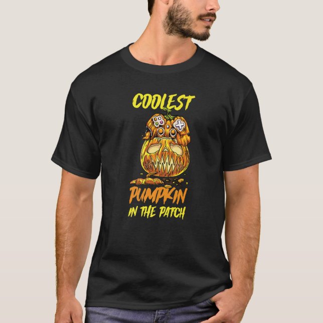 Pumpkin Controller Gamer Coolest Pumpkin In The Pa T-Shirt (Front)