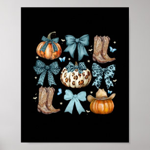 Pumpkin Coquette Bow Cowboy Western Thanksgiving A Poster