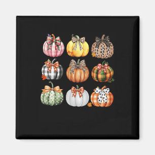 Pumpkin Coquette Bow Season Thanksgiving Autumn Fa Magnet