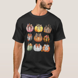 Pumpkin Coquette Bow Season Thanksgiving Autumn Fa T-Shirt