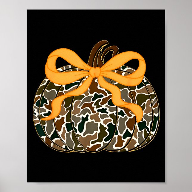 Pumpkin Coquette Bow Thanksgiving Autumn Fall Leav Poster (Front)