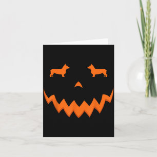 Pumpkin Corgi Dog Halloween Face Card
