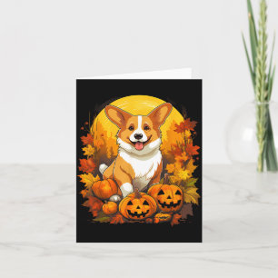 Pumpkin Corgi Dog Halloween Thanksgiving Card