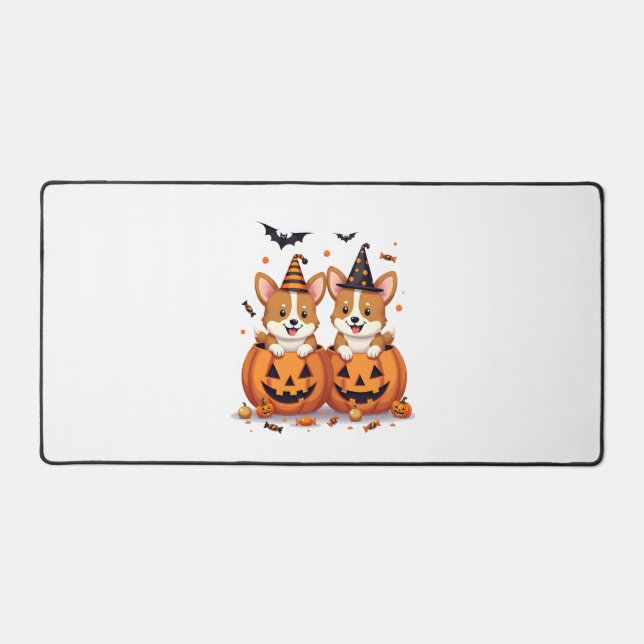 Pumpkin Corgi Party Desk Mat (Front)