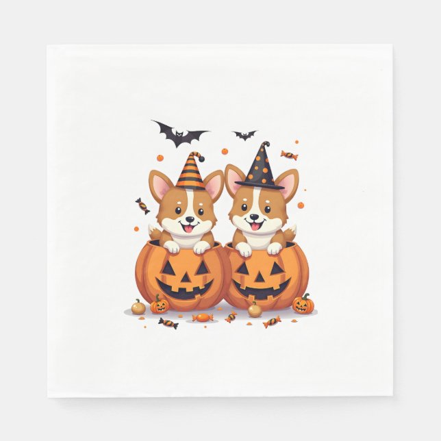 Pumpkin Corgi Party Napkin (Front)