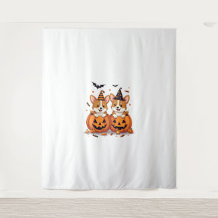 Pumpkin Corgi Party Tapestry