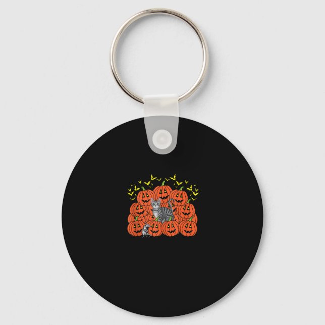 Pumpkin Cornish Rex Cat Halloween Kitten Jack O La Key Ring (Front)