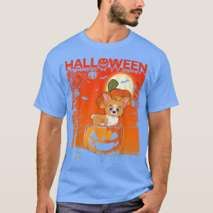 Pumpkin Costume Girls Women Cute Corgi Dog Hallowe T-Shirt