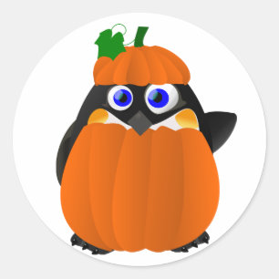 Pumpkin Costume Halloween Penguin Classic Round Sticker