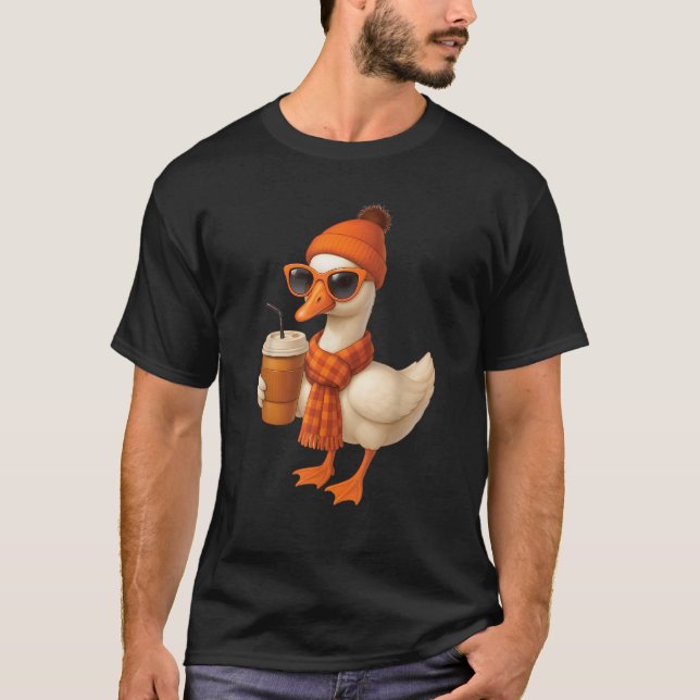 Pumpkin Cosy Season Fall Goose Autumn Vibes Thanks T-Shirt (Front)