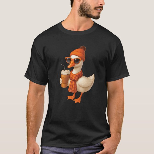 Pumpkin Cosy Season Fall Goose Autumn Vibes Thanks T-Shirt (Front)
