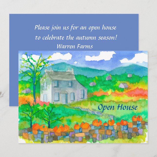 Pumpkin Cottage Autumn Open House Invitation (Front/Back)