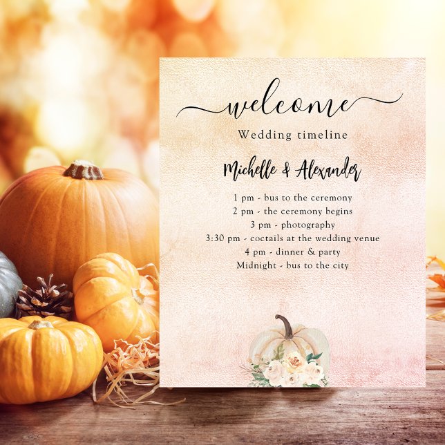 Pumpkin cream blush fall wedding program timeline flyer (Creator Uploaded)