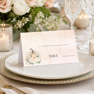 Pumpkin cream fall blush wedding table place card