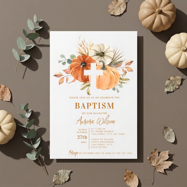 Pumpkin Cross Fall Baptism Invitation (Creator Uploaded)