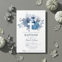 Pumpkin Cross Fall Boy Baptism Dusty Blue
