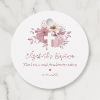 Pumpkin Cross Fall Girl Baptism Favour Tags