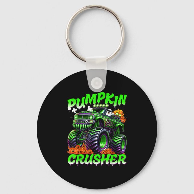 Pumpkin Crusher Monster Truck Ghosts Halloween For Key Ring (Front)