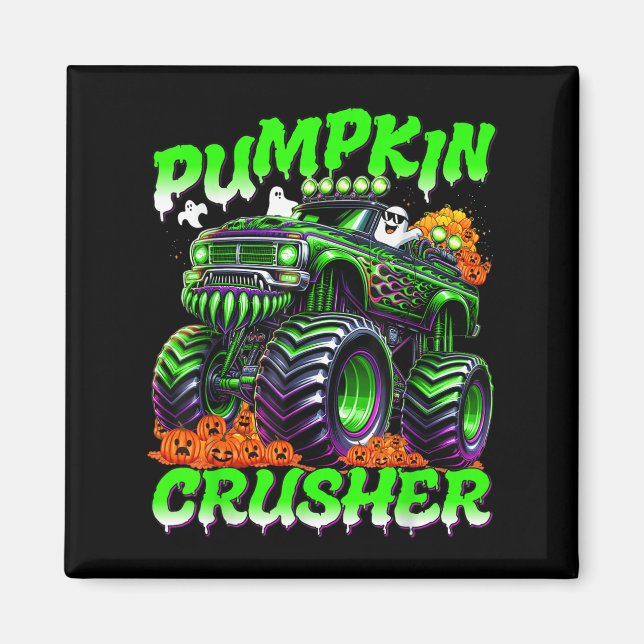 Pumpkin Crusher Monster Truck Ghosts Halloween For Magnet (Front)