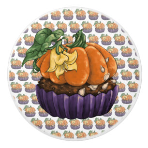 Pumpkin Cupcake Ceramic Knob