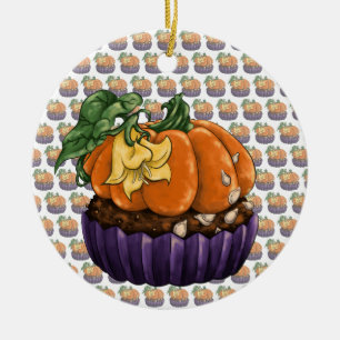 Pumpkin Cupcake Ceramic Tree Decoration