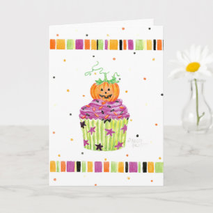 Pumpkin Cupcake Halloween Greeting Card