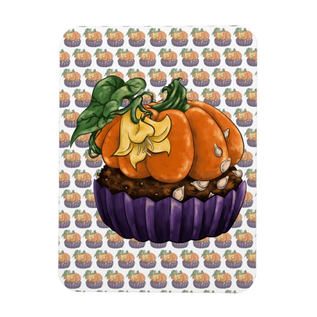 Pumpkin Cupcake Magnet (Vertical)