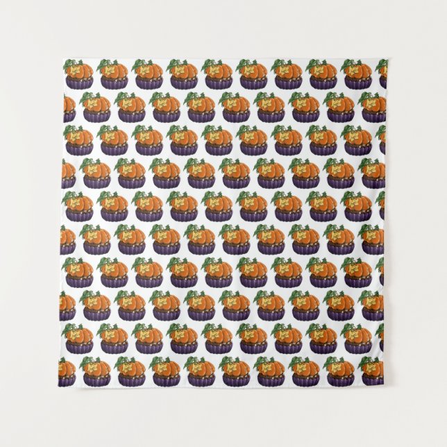 Pumpkin Cupcake Tapestry (Front)
