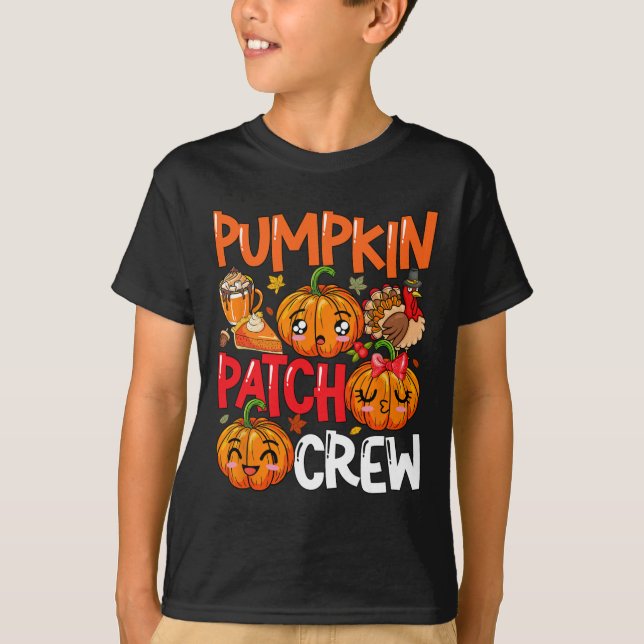 Pumpkin Cute Patch Crew Thanksgiving Fall Turkey P T-Shirt (Front)