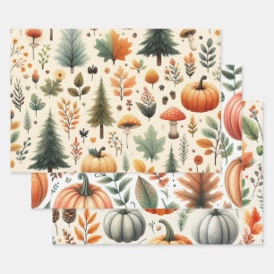 Pumpkin Cute Watercolor Fall & Autumn Thanksgiving Wrapping Paper Sheet