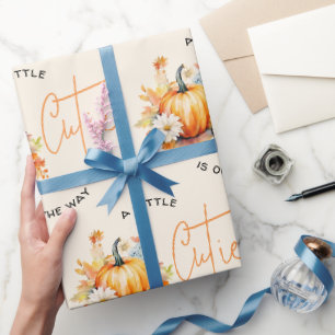 Pumpkin Cutie Pregnancy Announcement Wrapping Paper