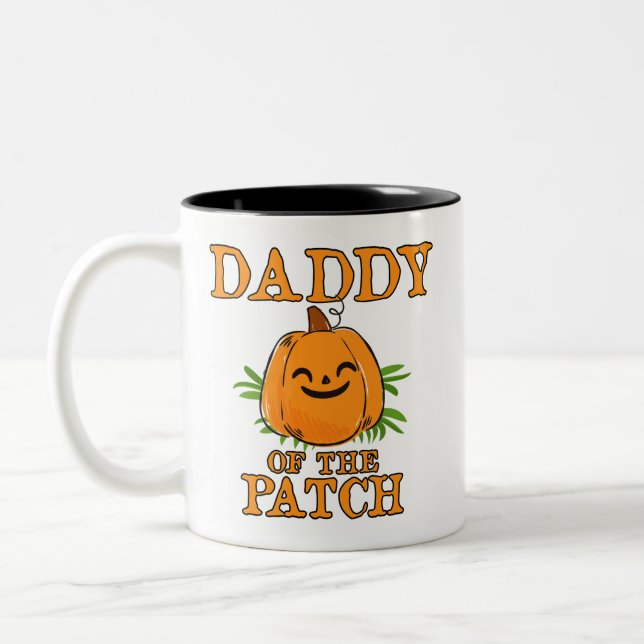 Pumpkin Daddy of the Patch Family Halloween Two-Tone Coffee Mug (Left)