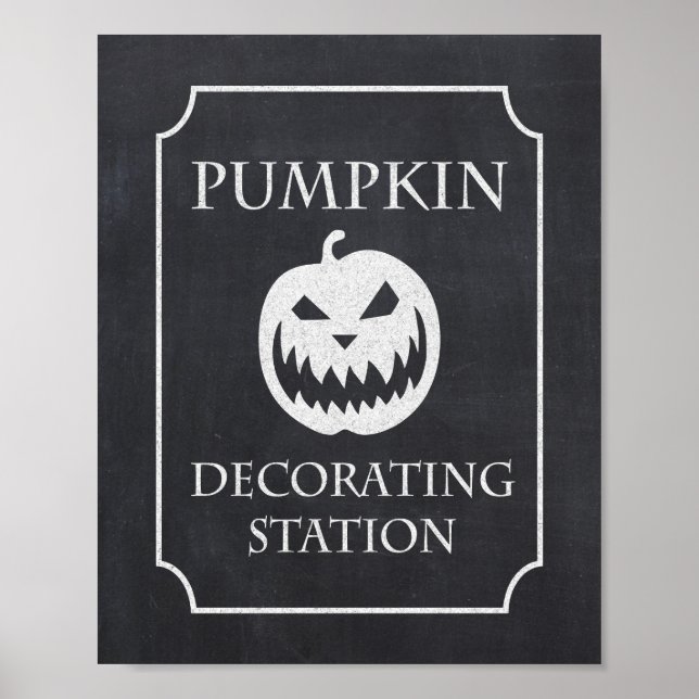 Pumpkin Decorating Station Halloween Party Sign (Front)