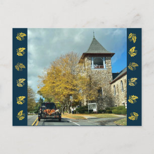 Pumpkin Delivery Fall Leaves Postcard