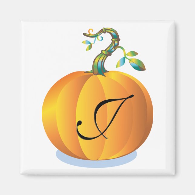Pumpkin Design Monogram J Magnet (Front)