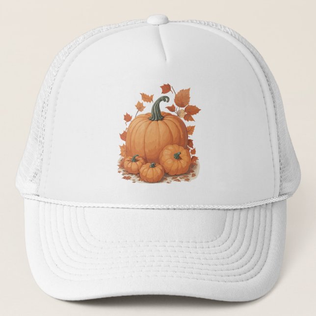 PUMPKIN DESIGN. TRUCKER HAT (Front)