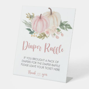 Pumpkin Diaper Raffle Baby Shower Pedestal Sign