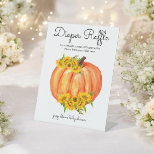 Pumpkin Diaper Raffle Baby Shower  Pedestal Sign