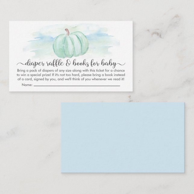 Pumpkin Diaper Raffle Books For Baby Shower Enclosure Card (Front/Back)