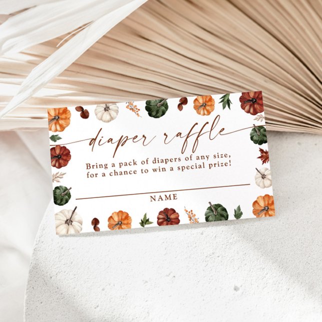 Pumpkin Diaper Raffle Card, Boho Fall Baby Shower  Enclosure Card (Creator Uploaded)