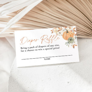 Pumpkin Diaper Raffle Card, Boho Fall Baby Shower  Enclosure Card