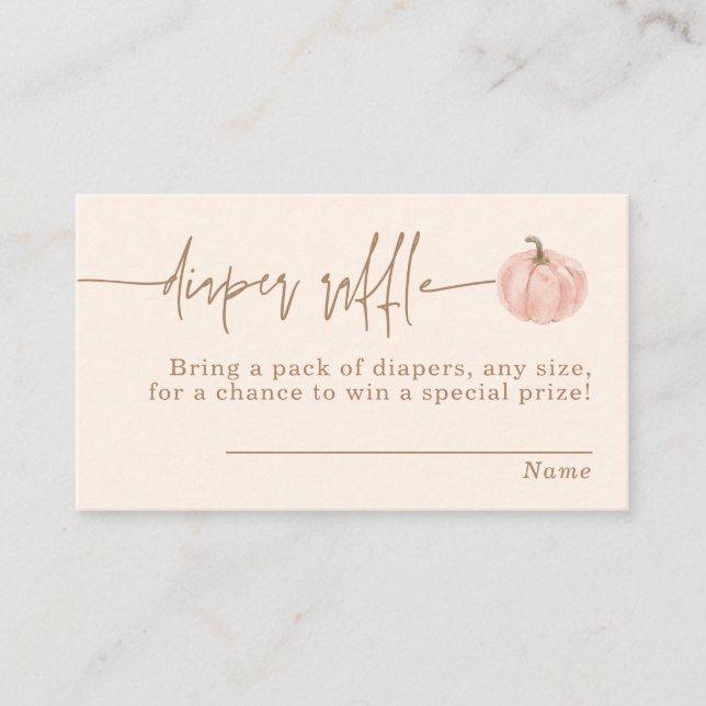 Pumpkin Diaper Raffle Card, Fall Girl Baby Shower Enclosure Card (Front)