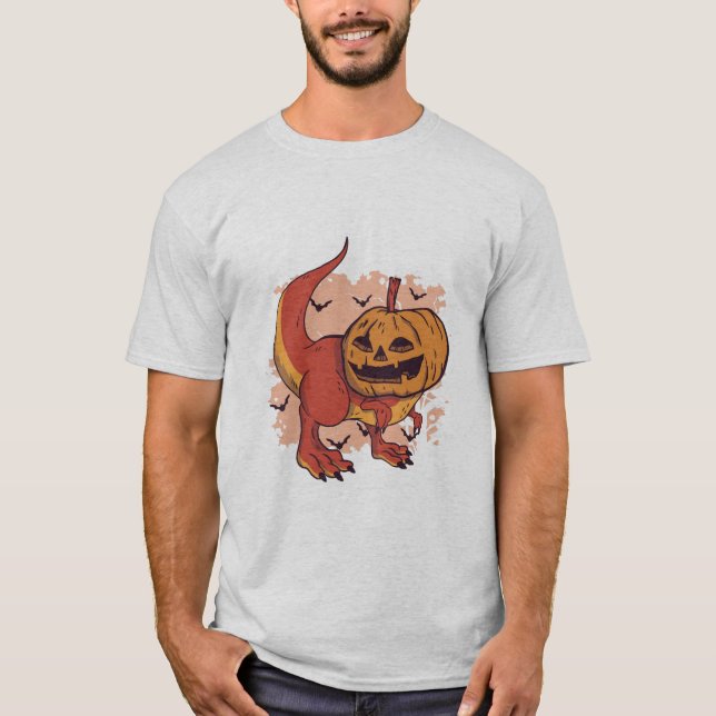 Pumpkin Dinosaur T-Rex T-Shirt (Front)