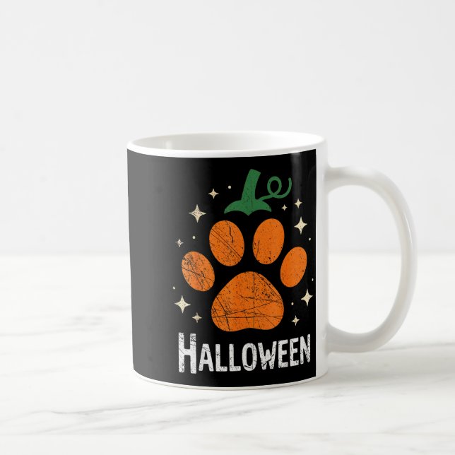 Pumpkin Dog Cat Paw Print Halloween Pet Lover  Coffee Mug (Right)