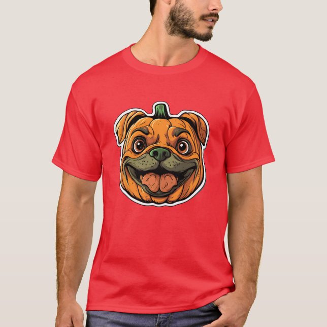 Pumpkin Dog Halloween Dog Pumpkin boy funny T-Shirt (Front)